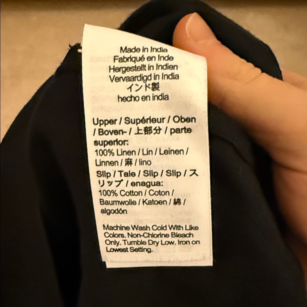 J. Crew Mini 100% Linen Black Short Sleeve Dress - Picture 5 of 7